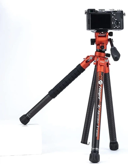 Fotopro X-Aircross 3 Lite Video карбоновый штатив 1.03 кг 154 см жидкостная головка Quick Lock для камеры и смартфона - изображение 3