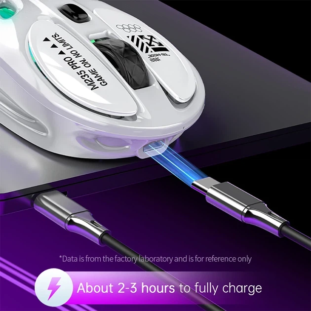 Беспроводная сверхлегкая Bluetooth мышь RGB с аккумулятором — игровая компьютерная мышка для ПК и ноутбука FE-577 Серая - изображение 4