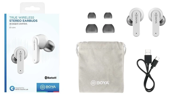 Бездротові Навушники Boya BY-AP4 True Wireless Білі (6971008025910) - зображення 3