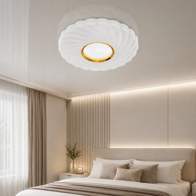 Люстра потолочная LED белая золото - изображение 2