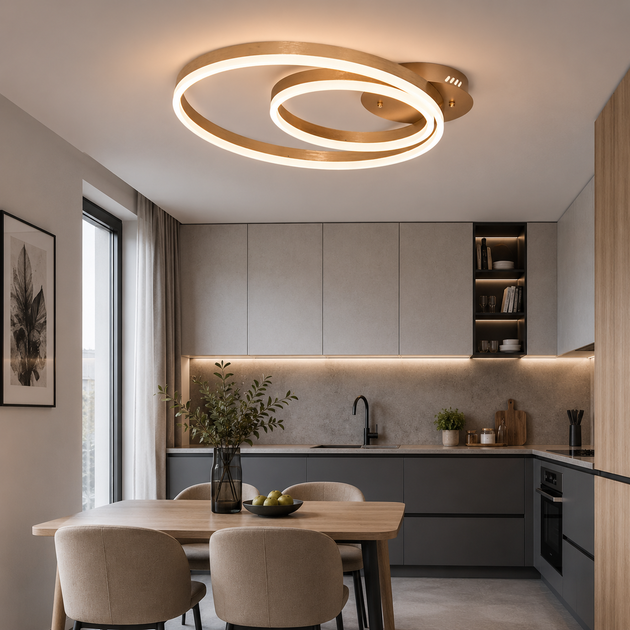 Люстра LED золото 2 кільця - зображення 3