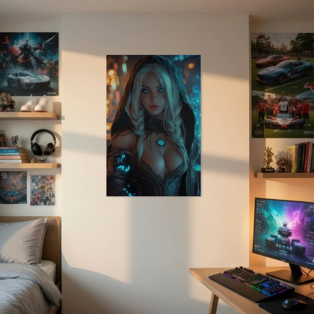 Інтер'єрна картина Кіберпанк-тян, AI-girl, 60×43 см (id6932) - зображення 3