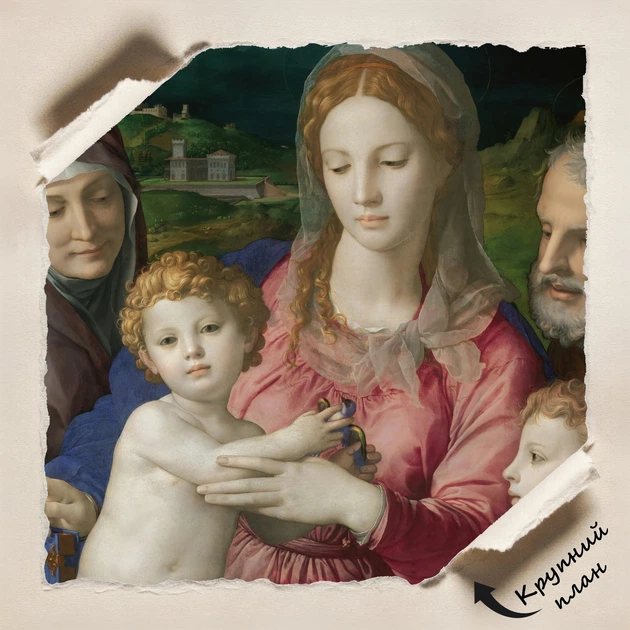 Постер Святое Семейство со святой Анной, Бронзино, Bronzino, Holy Family with St.Anne, A3 37×30 см (id6965) - изображение 4