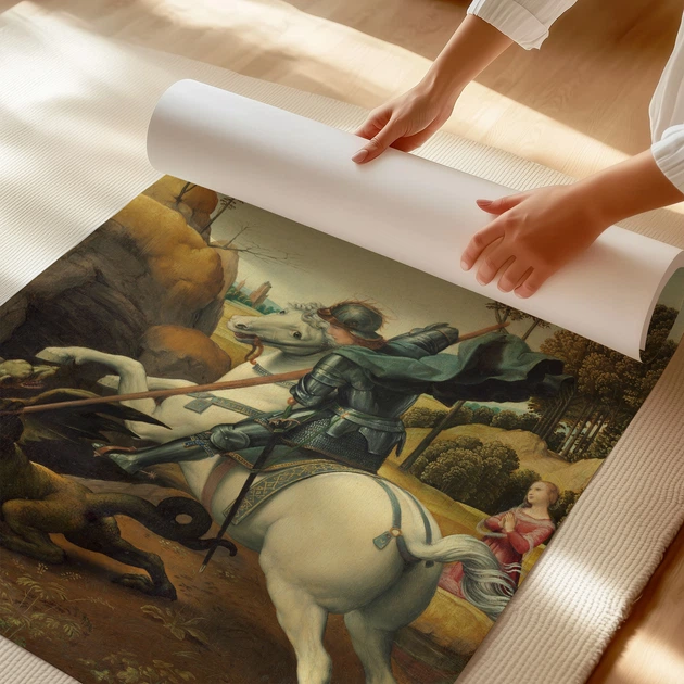 Постер Святой Георгий и дракон, Рафаэль, Raphael, Saint George and Dragon, A3 40×30 см (id6948) - изображение 3