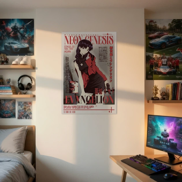 Постер Евангелион, Мисато Кацураги, Misato Katsuragi, Evangelion, NERV, аниме, A2 60×40 см (id6950) - изображение 2