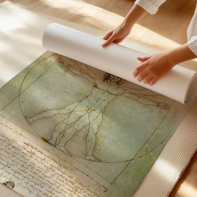 Постер Витрувианский человек, Леонардо да Винчи, Leonardo da Vinci, Vitruvian Man, A3 42×30 см (id6952) - изображение 3