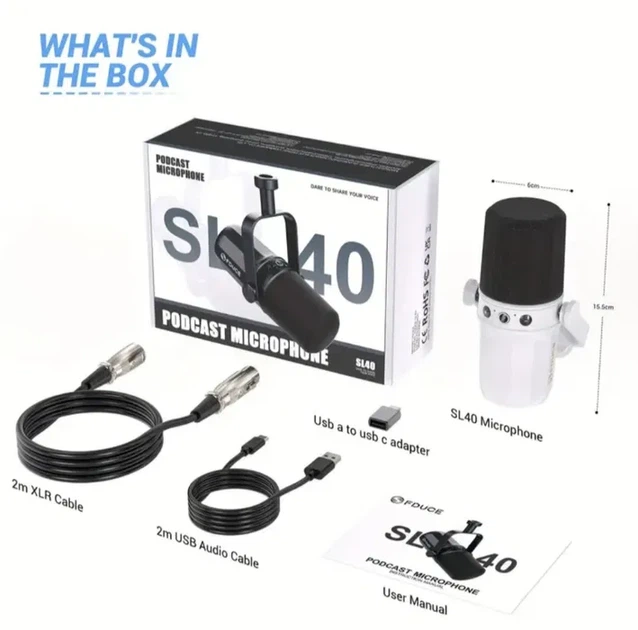 Динамический микрофон FDUCE SL40 USB/XLR (белый) - Фото 2 Динамический микрофон FDUCE SL40 USB/XLR (белый) - изображение 2