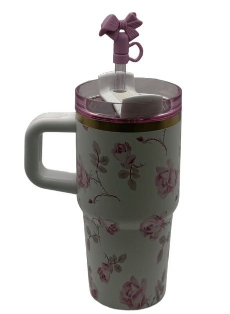 Термос термочашка Stanley Quencher H2.0 Tumbler з нержавіючої сталі 0,59 л LoveShackFancy Pink Bloom KT6007862 - зображення 6