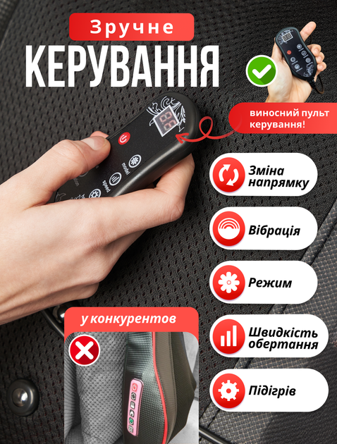 Массажер для шеи и спины массажная подушка Brillix PumpHeat MP-2V роликовый массажор для тела и ног с подогревом и помпой инфракрасный массаж massage shiatsu шиацу массажеры для дома - изображение 6