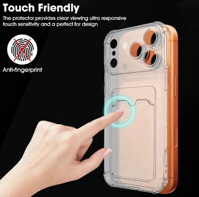 Протиударний прозорий чохол із кишенею для карт Apple iPhone 17 Pro - зображення 4