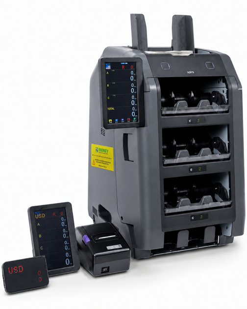 Счетчик банкнот с сортировкой ASYS AP-35F PRO Fitness KOREA Ltd. 3+1 карман Сортировщик с распознаванием номиналов и профессиональной детекцией - изображение 6