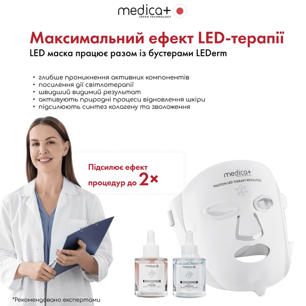 LED маска для лица MEDICA+ LEDMask 8X 7 цветов с 108 LED светодиодами (Japan) - изображение 12