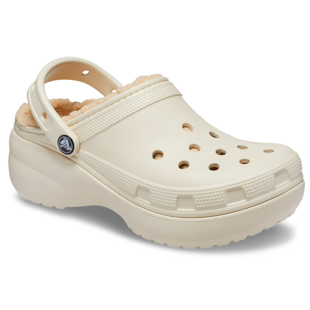 Зимние сабо на высокой платформе Crocs Classic Platform Lined Clog 39-40 р 25-25.5 см Бежевые 207938 M7/W9 Bone - изображение 2