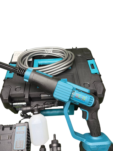 Безщіткова акумуляторна мийка високого тиску Krafftec Germany PRO (48V 8Ah 45 Бар) Ручна автомийка + 2 АКБ та насадки (57447) - изображение 7