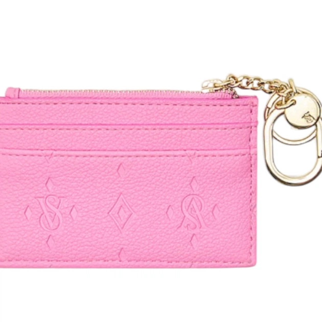Візитниця Victoria's Secret Classic Card Case Keychain Pink Foyard Рожева в смужку - зображення 2
