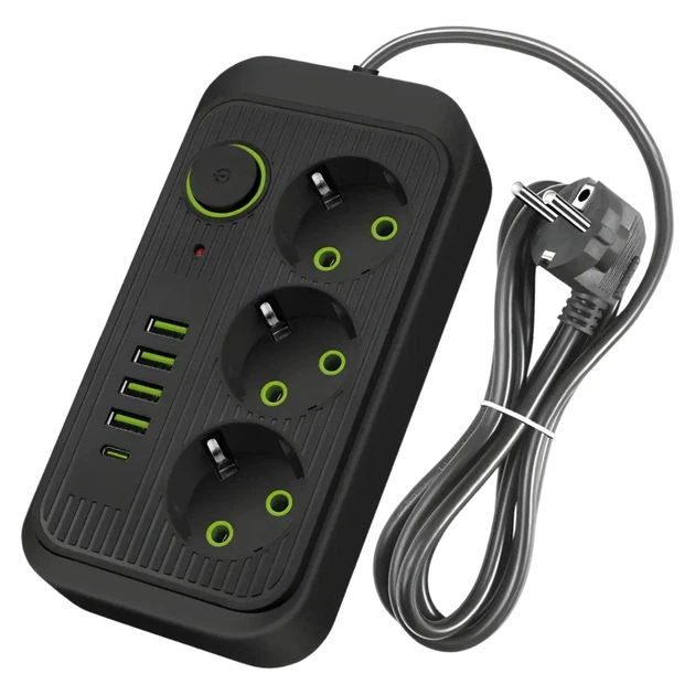 Сетевой удлинитель 0235/МК с USB и Type-C, 3 розетки, кабель 3 м, Черный - Фото 1 Сетевой удлинитель 0235/МК с USB и Type-C, 3 розетки, кабель 3 м, Черный - изображение 1
