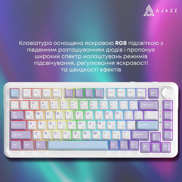Клавіатура Ajazz AK820 Max Magnetic Switch White (AK820MAX-WM-PWB) - Фото 9 Клавіатура Ajazz AK820 Max Magnetic Switch White (AK820MAX-WM-PWB) - зображення 9