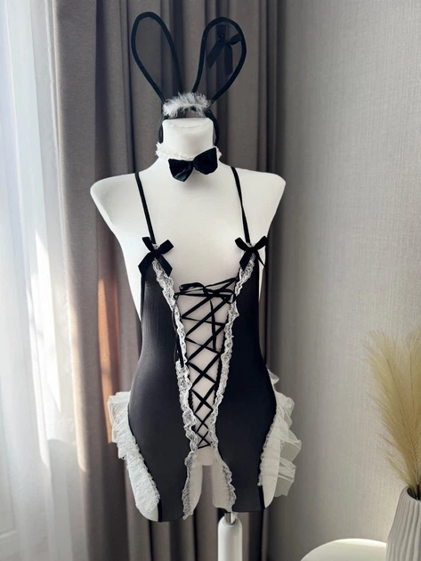 Еротичний рольовий костюм боді з доступом зайка кролик плейбой playboy з вушками гольфами XS, S до 168 см - зображення 14