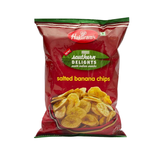 Солоні бананові чіпси Salted banana chips 180г Haldiram's 8904063200525 - Фото 1 Солоні бананові чіпси Salted banana chips 180г Haldiram's 8904063200525 - зображення 1