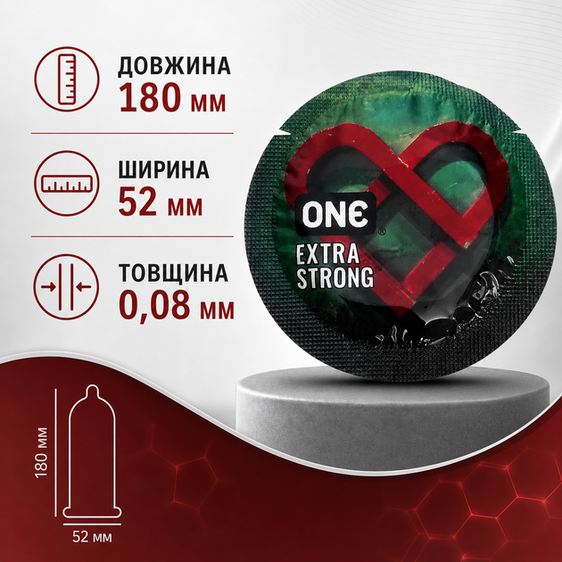 Презерватив ONE Extra Strong латексний гладкий підвищеної міцності прозорий із силіконовою змазкою 1 шт - зображення 5