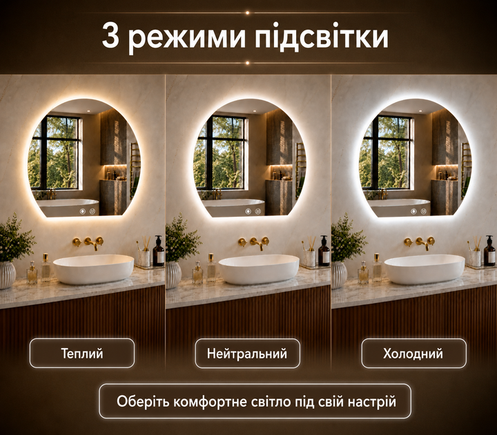 Зеркало с подсветкой для ванной комнаты настенное смарт зеркало LED с подогревом и дисплеем 59х51 см BRS - изображение 4