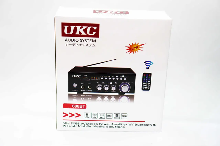 Усилитель звука Bluetooth 4,0 USB/SD/FM/MP3 120W+120W 2х канальный с пультом стереоусилитель для колонок с караоке 220V и 12V UKC AK-688BT - Фото 11 Усилитель звука Bluetooth 4,0 USB/SD/FM/MP3 120W+120W 2х канальный с пультом стереоусилитель для колонок с караоке 220V и 12V UKC AK-688BT - изображение 11