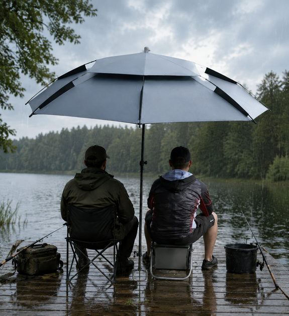 Зонтик пляжный садовый рыболовный 2.4M / Зонтик-антивитер с наклоном Outdoor Umbrella / Усиленный зонтик - изображение 3