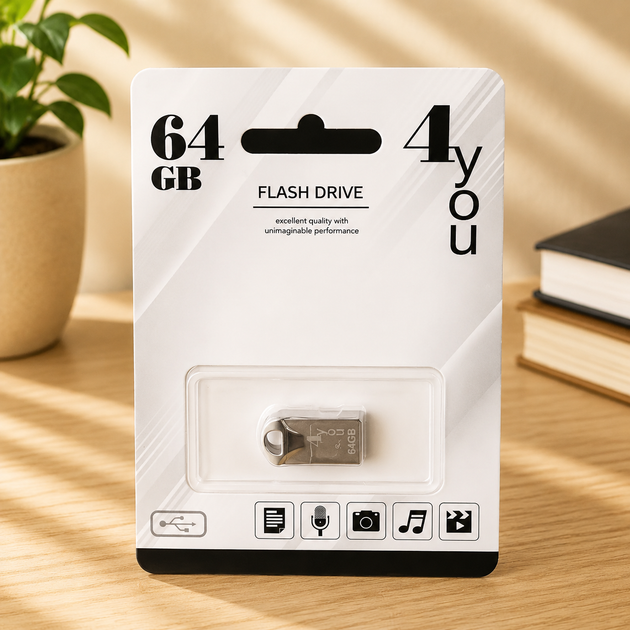 USB-накопитель флешка на 64Gb 4you 106 Metal series Silver - Фото 1 USB-накопитель флешка на 64Gb 4you 106 Metal series Silver - изображение 1
