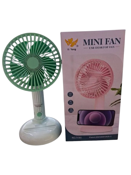 Міні-вентилятор з підставкою FY061, ручний вентилятор Mini Fan з 3 режимами акумулятором від Micro USB м'ятний - зображення 4