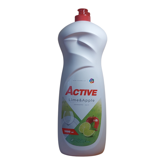 Средство для мытья посуды Active «Яблоко и Лайм» (Apple&Lime), 1000 мл - Фото 1 Средство для мытья посуды Active «Яблоко и Лайм» (Apple&Lime), 1000 мл - изображение 1