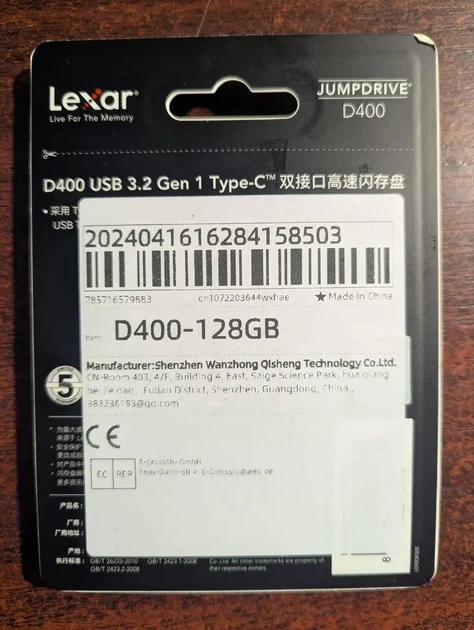 Флеш-накопитель Lexar JumpDrive D400 Dual 128 ГБ USB 3.2/Type C - Фото 3 Флеш-накопитель Lexar JumpDrive D400 Dual 128 ГБ USB 3.2/Type C - изображение 3
