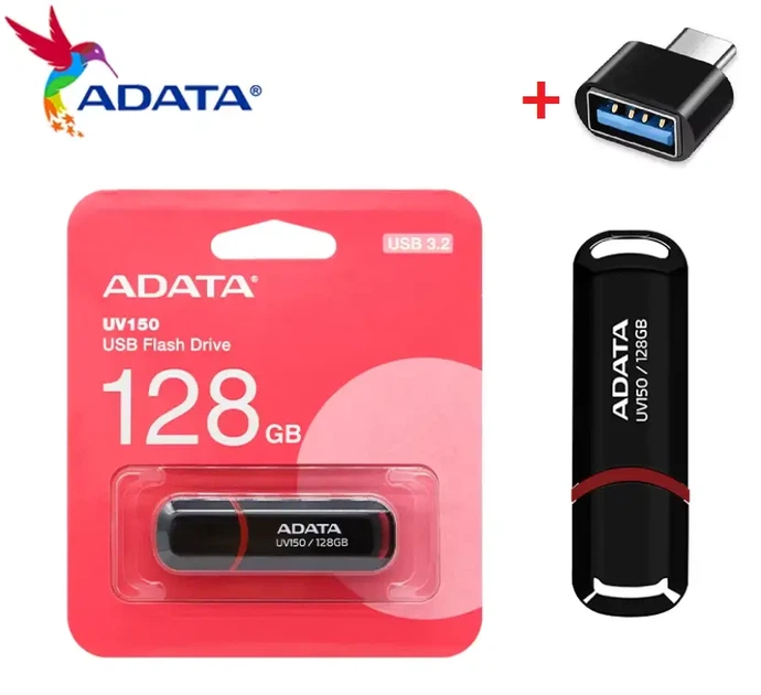 Флеш-накопичувач ADATA DashDrive UV150 128GB USB 3.2 + ПОДАРУНОК Перехідник Type-C - Фото 6 Флеш-накопичувач ADATA DashDrive UV150 128GB USB 3.2 + ПОДАРУНОК Перехідник Type-C - зображення 6