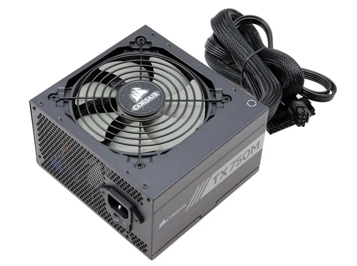 Блок живлення Corsair TX750M / 750W / 1x 20+4, 1x 4+4, 4x 6+2 pin б/в - Фото 2 Блок живлення Corsair TX750M / 750W / 1x 20+4, 1x 4+4, 4x 6+2 pin б/в - зображення 2