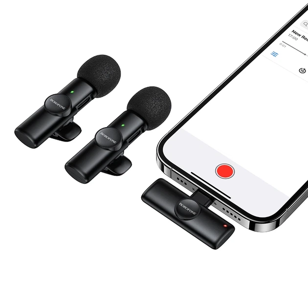 Бездротова мікрофонна система BOROFONE BFK16A Winner dual-mic (Lightning) Black - Фото 3 Бездротова мікрофонна система BOROFONE BFK16A Winner dual-mic (Lightning) Black - изображение 3