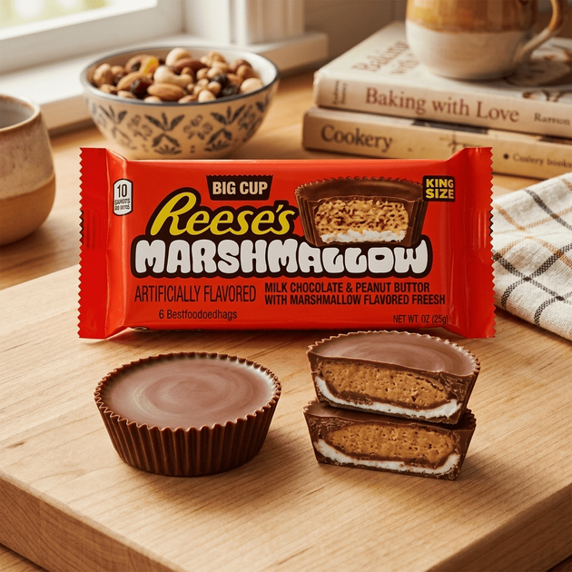 Шоколаді цукерки Reese's Big Cup Marshmallow Peanut Butter Cups 79г - зображення 5