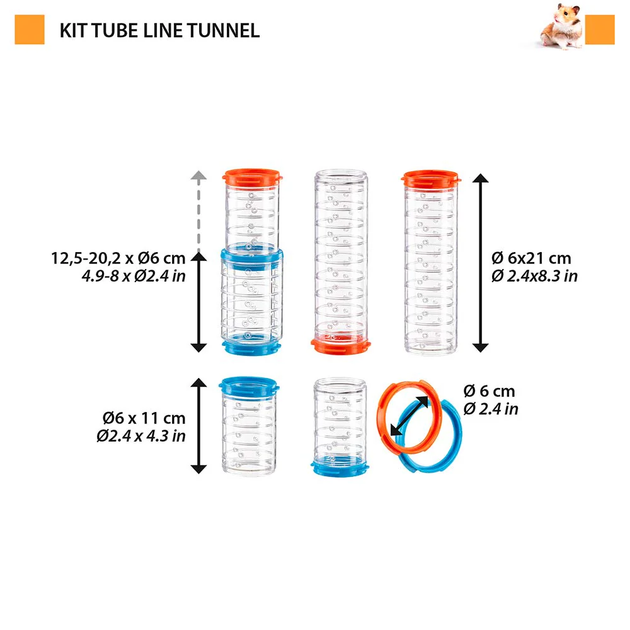 Набор туннелей для клеток хомяков Ferplast Kit Tube Tunnel 84829099 - изображение 2