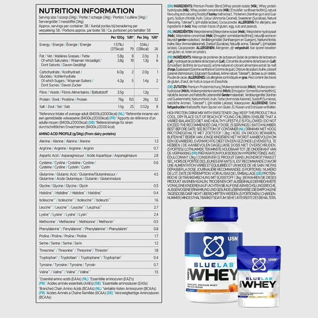 Сывороточный протеин Blue Lab 100% Whey Premium Protein USN, тропический смузи, 2 кг - изображение 2