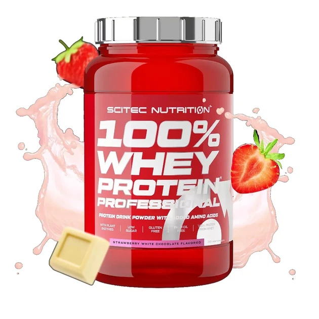 Сывороточный протеин 100% Whey Protein Professional Scitec Nutrition, клубника-белый шоколад, 920 г - изображение 2