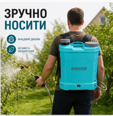 Опрыскиватель аккумуляторный 16 л электрический садовый ранцевый для растений и огорода - изображение 2