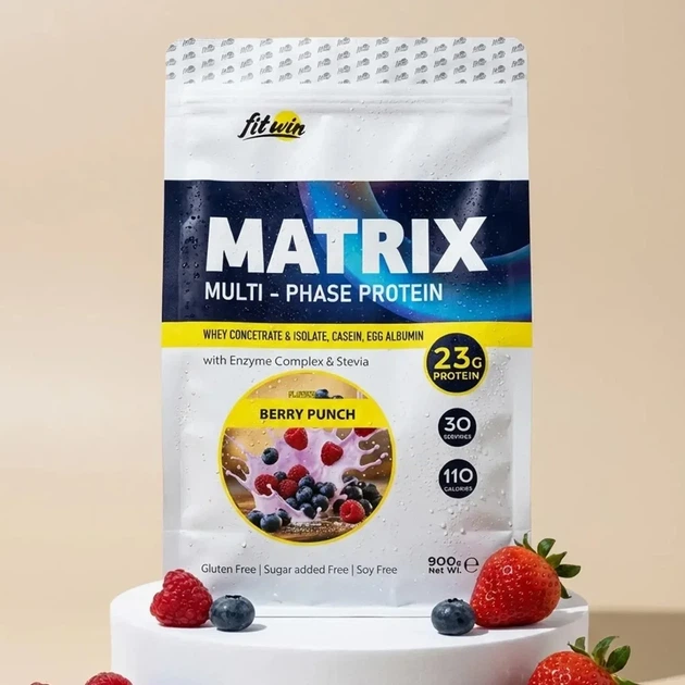 Комплексный протеин FitWin Matrix Multi-Phase Protein, ягодный пунш, 900 г - изображение 2
