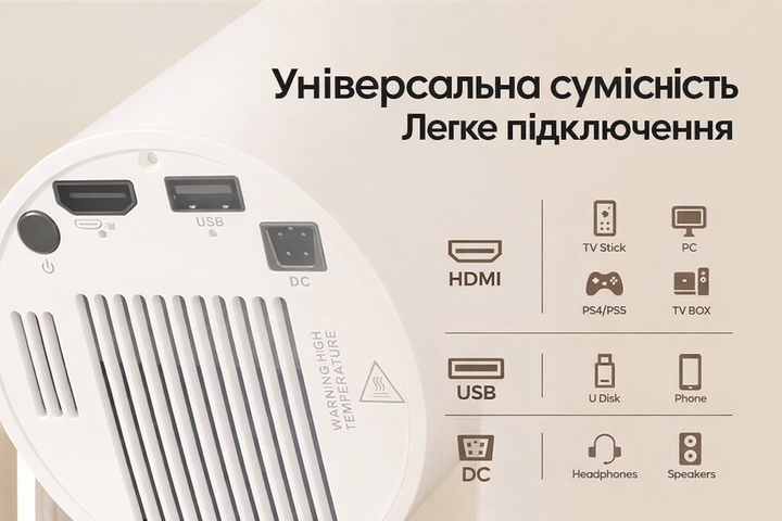 Портативний Смарт Проектор Magcubic HY300 PRO зі Smart ТV, Android 14, Wi-Fi та Bluetooth для перегляду фільмів і домашнього використання. ANSI 260 - зображення 5