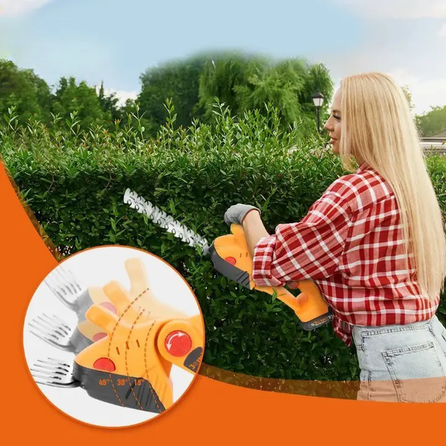 Акумуляторні садові ножиці-кусторіз DeWalt 2в1, 24V, 2 АКБ 5.0 Ah, насадки для трави та кущів Жовтий - Фото 4 Акумуляторні садові ножиці-кусторіз DeWalt 2в1, 24V, 2 АКБ 5.0 Ah, насадки для трави та кущів Жовтий - зображення 4