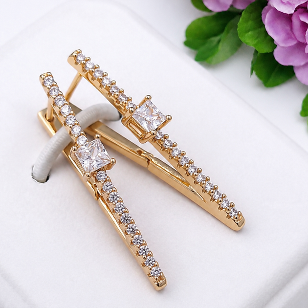 Серьги Xuping Jewelry длина 3см медицинское золото позолота 18К с1682 - Фото 1 Серьги Xuping Jewelry длина 3см медицинское золото позолота 18К с1682 - изображение 1