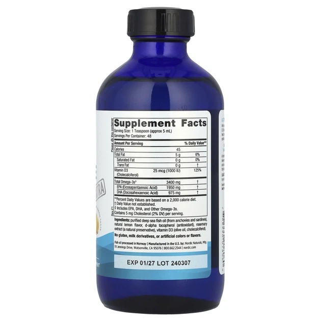 Омега Екстра Nordic Naturals (Ultimate Omega-3 XTRA) 237 мл зі смаком лимона (NOR-01806) - Фото 2 Омега Екстра Nordic Naturals (Ultimate Omega-3 XTRA) 237 мл зі смаком лимона (NOR-01806) - зображення 2