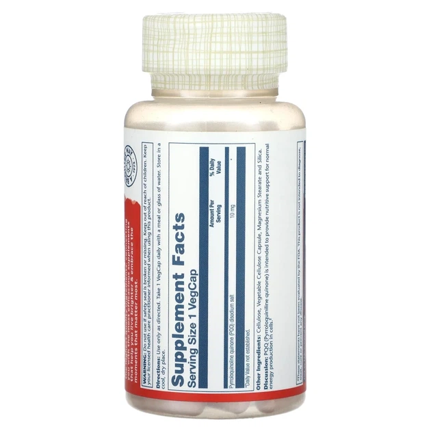 Solaray, PQQ, піролохінолін, 10 мг, 30 капсул VegCap (SOR-52747) - зображення 2