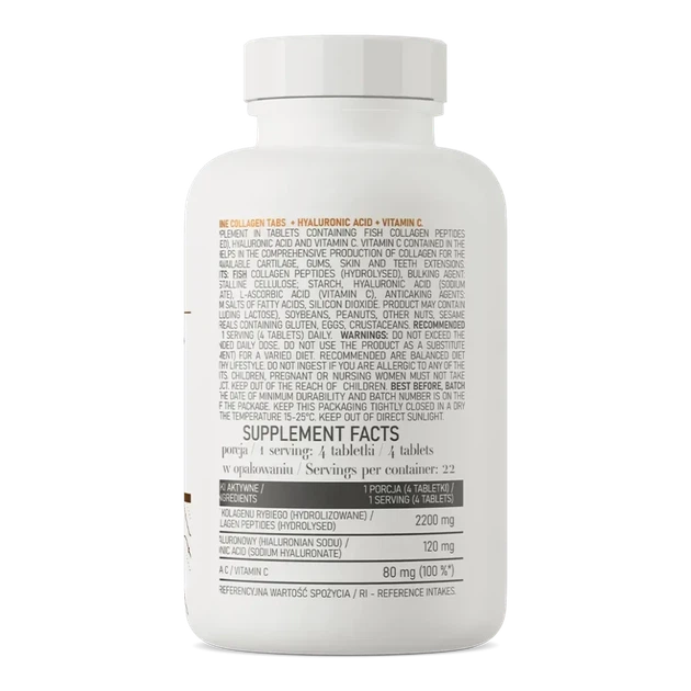 Морський колаген Ostrovit + гіалуронова кислота + витамин C Marine Collagen + Hyaluronic Acid + Vitamin C 90 таблеток (OST-06409) - зображення 3