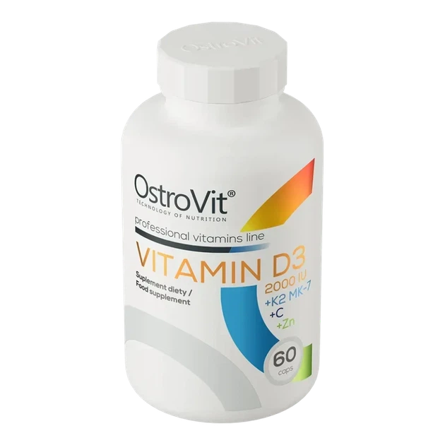Вітамін D3 Ostrovit 2000 IU + K2 MK-7 + C + Цинк Vitamin D3 2000 IU + K2 MK-7 + C + Zinc 60 капсул (OST-00407) - изображение 2