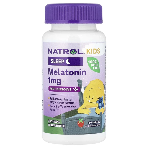Natrol, мелатонін, швидкорозчинний, для дітей від 4 років, зі смаком полуниці, 30 таблеток (NTL-07697) - изображение 3