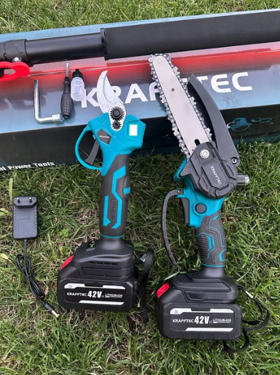 Аккумуляторный набор 3в1 Krafftec 42V/6Ah с секатором, минипилой и штангой 2.7 м - Фото 6 Аккумуляторный набор 3в1 Krafftec 42V/6Ah с секатором, минипилой и штангой 2.7 м - изображение 6