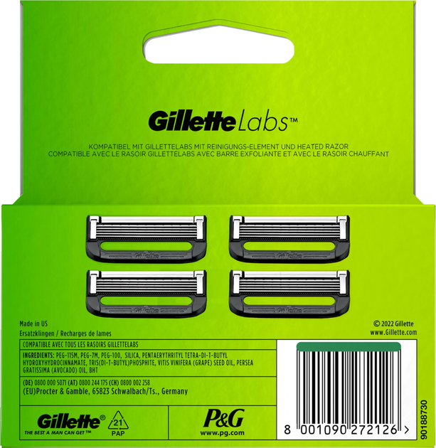Сменные картриджи для бритья (Лезвия) мужские Gillette Labs 4 шт (8001090272126) - изображение 8